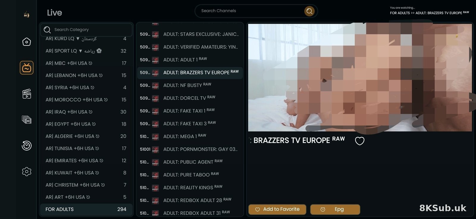 Adult content with PIN protection on IPTV