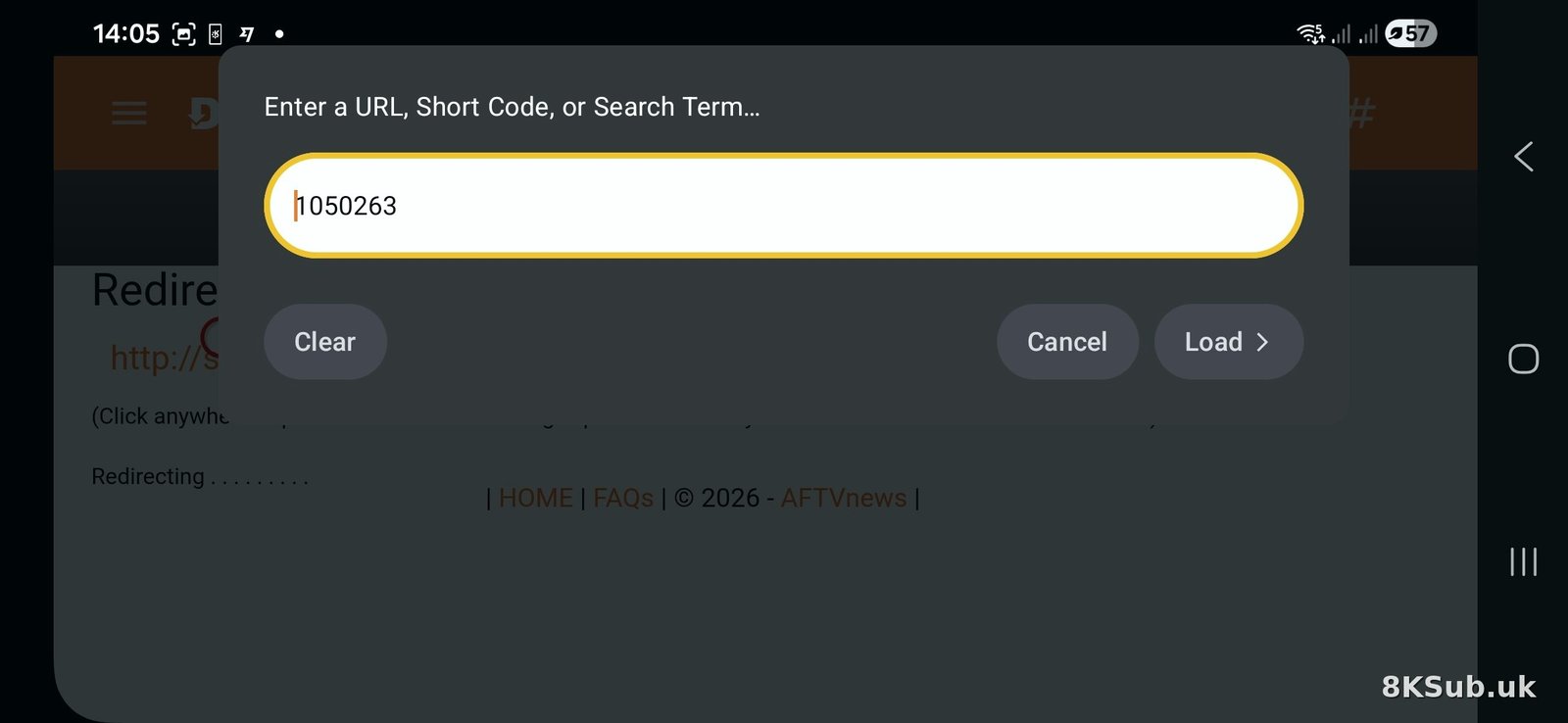 Step 2: Enter code 1050263 in Downloader app